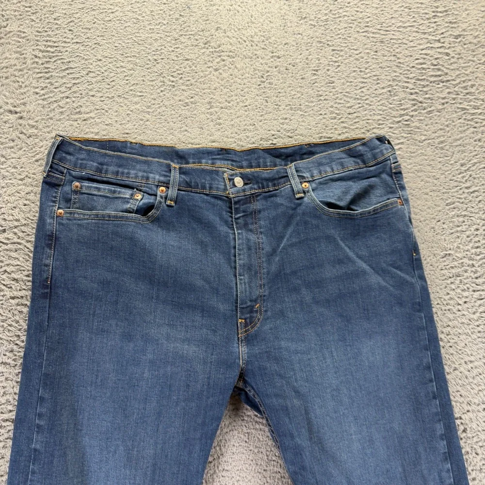 Levi's 502 Jeans Mens 44x34 Blue Cotton Denim Tapered Leg Faded Workwear Stretch